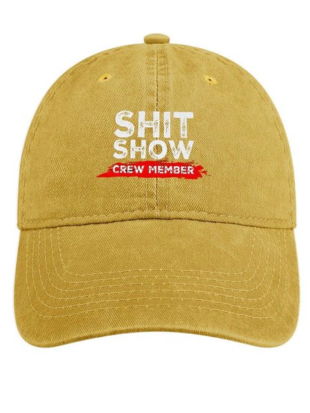 

Men's /Women's Shit Show Crew Member Graphic Printing Regular Fit Adjustable Denim Hat, Yellow, Men's Hats