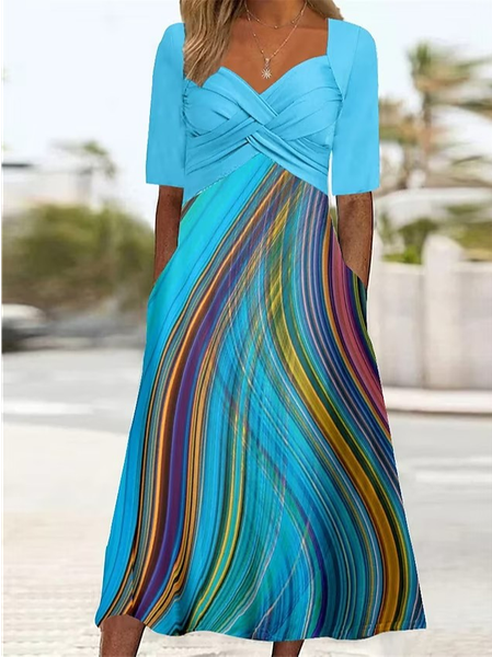 

Ombre Casual Dress With No Belt, Blue, Dresses