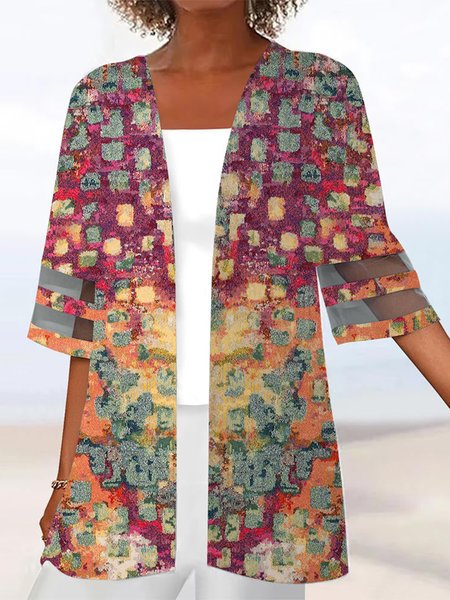 

Loose Wrap Casual Ombre Kimono, Red, Cardigans