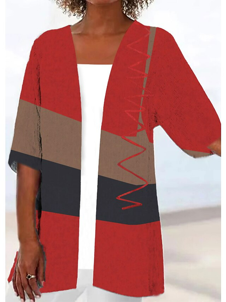 

Wrap Linen Linen Two-Piece Set, Red, Suit Set