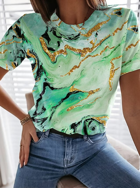 

Casual Ombre Crew Neck T-Shirt, Green, T-Shirts
