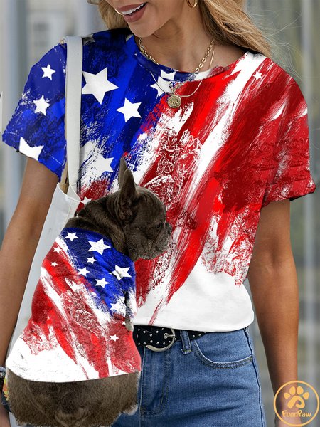 

Women's patriotic American flag Print Match T-Shirt, As picture, T-shirts