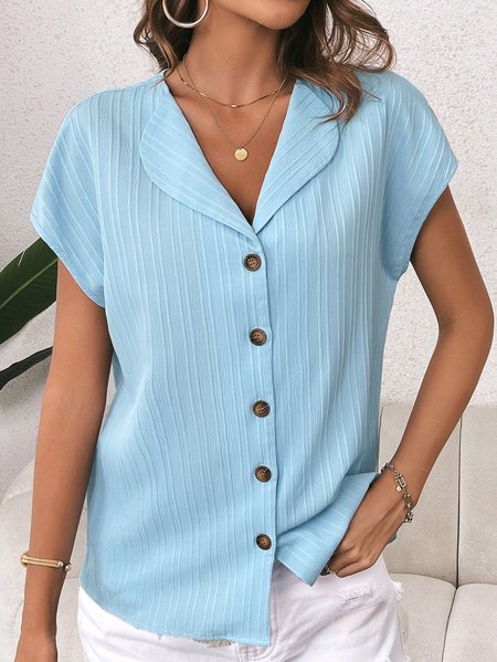 

Casual Shawl Collar Loose Shirt, Light blue, Shirts & Blouses