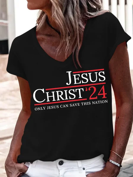 Women's Jesus Christ 2024 Casual T-Shirt, Black, T-shirts