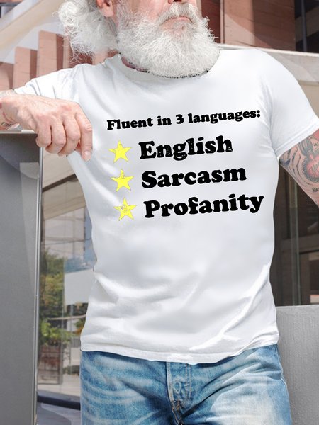 

Men's Funny Languages English Sarcasm Profanity Graphic Printing Text Letters Crew Neck Casual Cotton T-Shirt, White, T-shirts