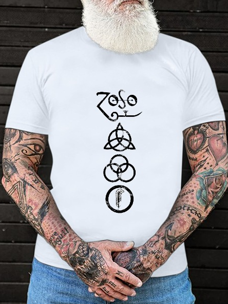 

Men's Casual Vintage Led Zeppelin Symbol Casual Loose Crew Neck T-Shirt, White, T-shirts