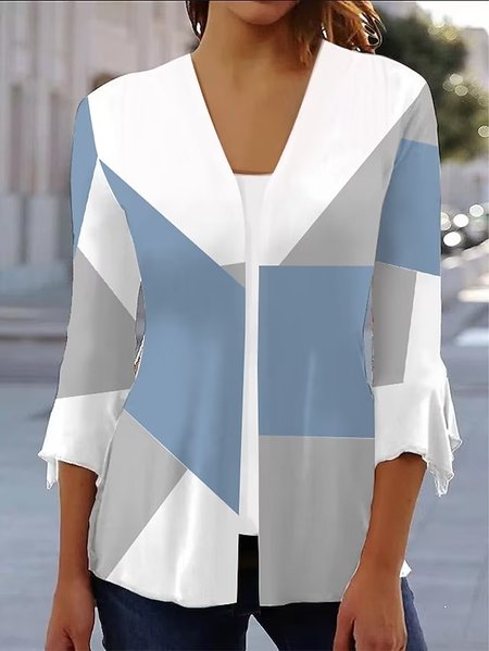 

Casual V Neck Color Block Shirt, Blue, Shirts & Blouses