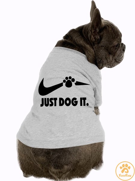 

Funny Cute Letter Print Dog T-shirt, Light gray, Pet T-shirts
