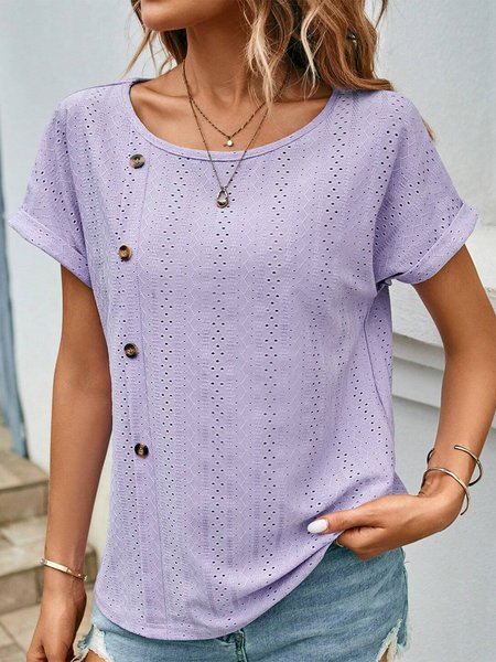 

Loose Casual Crew Neck Shirt, Purple, Shirts & Blouses