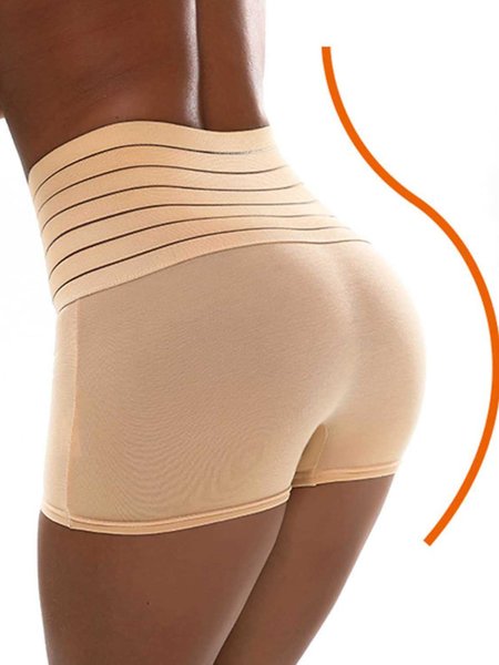 

Plain Cotton High Waisted Casual Panty, Beige, Underwear