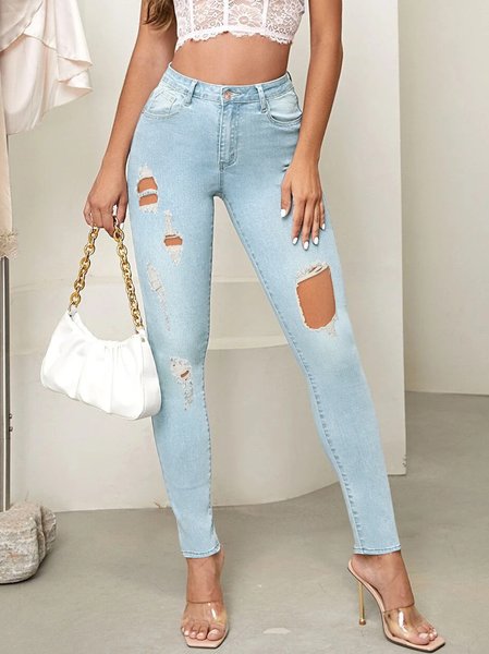 

Casual Tight Denim Jeans, Light blue, Jeans