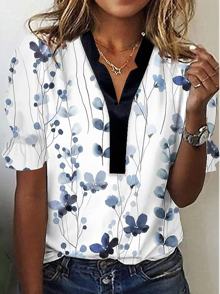 

Loose Floral Casual Shirt, White, Shirts & Blouses