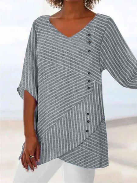 

Plus Size Loose Casual Irregular Craftsmanship Shirt, Gray, Shirts & Blouses