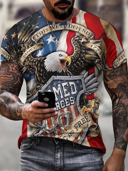 

Men's Funny Graphic Printing 4th Of July Independence Day Loose Crew Neck Casual T-Shirt, As picture, T-shirts