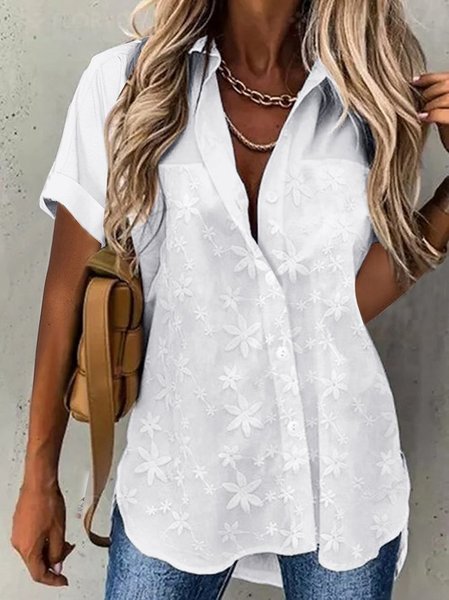 

Lace Casual Regular Fit Shirt Collar Blouse, White, Shirts & Blouses