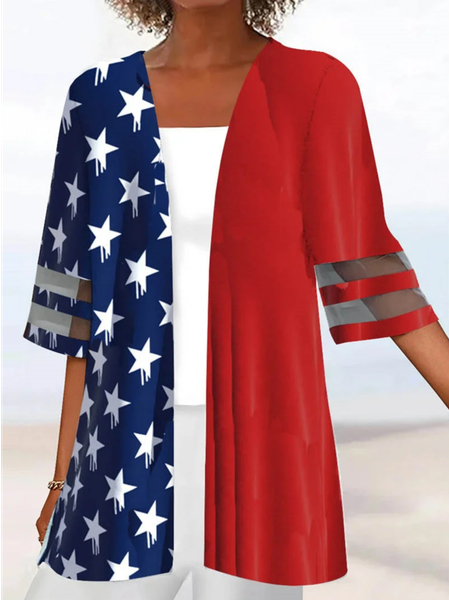 

Casual Wrap America Flag Kimono, Red, Cardigans