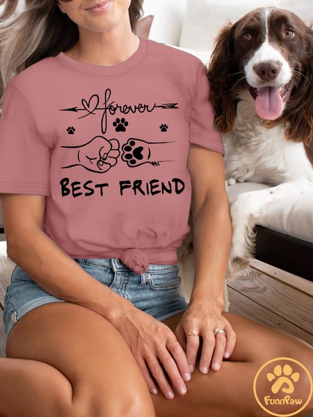 

Womens Cotton Dog Lover Casual Crew Neck T-Shirt, Pink, T-shirts