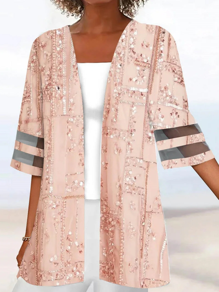 

Loose Casual Geometric Two-Piece Set, Pink, Suit Set
