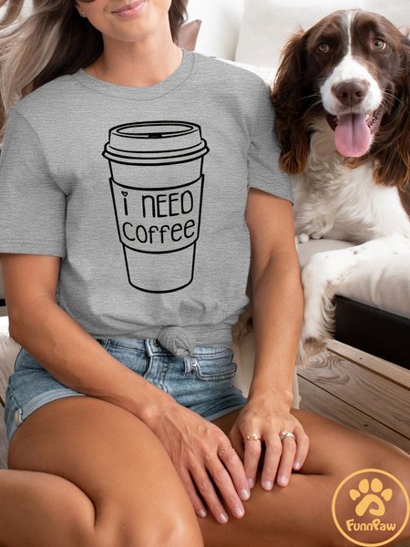 

Women‘s Cotton I Need Coffee I'm A Latte to Handle Matching Owner T-Shirt, Gray, T-shirts