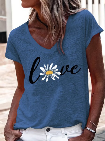 

Women's Love Daisy Casual T-Shirt, Blue, T-Shirts