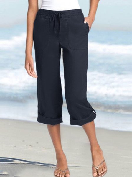 

Plain Loose Casual Pants, Dark blue, Pants