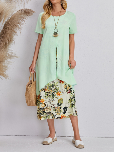 

Crew Neck Elegant Regular Sleeve Dress With No, As picture, Dresses