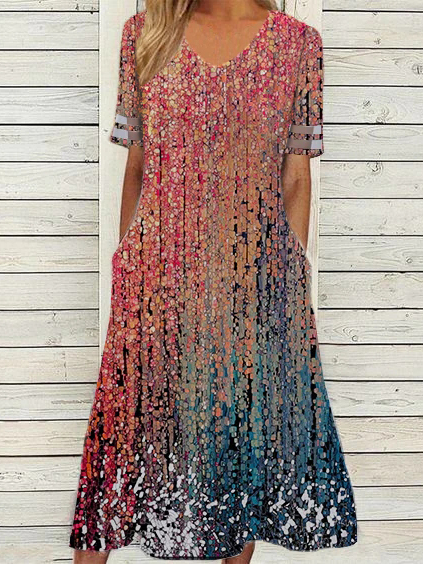 

Casual Loose Ombre Dress With No Belt, Red, Dresses