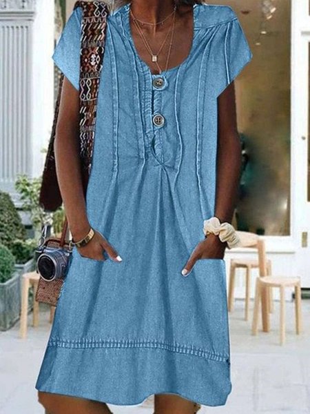 

Loose Denim Casual Denim Dress, Blue, Dresses