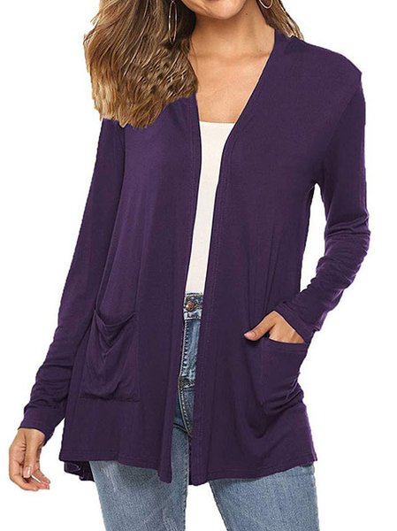 

Loose Plain Casual Kimono, Deep purple, Shirts & Blouses