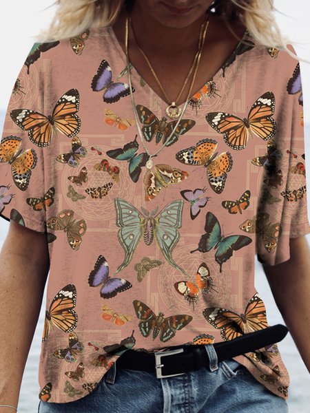 

Butterfly Simple Regular Fit T-Shirt, Red brown, T-Shirts