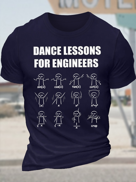 

Men's Funny Dance Lessons For Engineers Graphic Printing Loose Cotton Casual Text Letters T-Shirt, Purplish blue, T-shirts