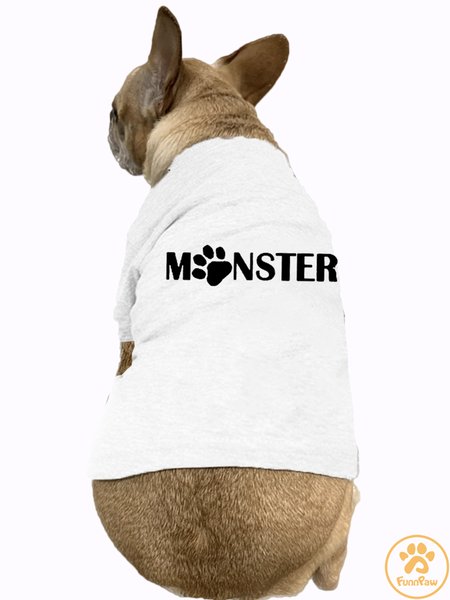 

Funny Dog Monster Letter Dog T-shirt, White, Pet T-shirts