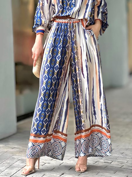 

Loose Abstract Graphic Vacation Pants, As picture, Pants