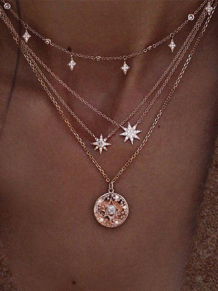 

Vacation Star Diamond Tiered Necklace Beach Boho Women's Jewelry, As picture, Necklaces