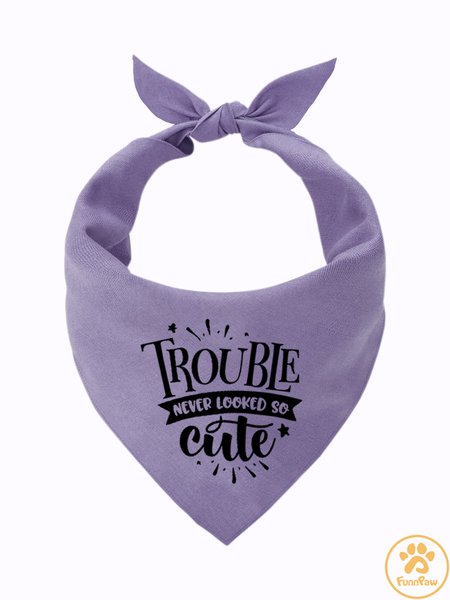 

Funny Trouble Matching Dog Print Bib, Purple, Pet Bandanas