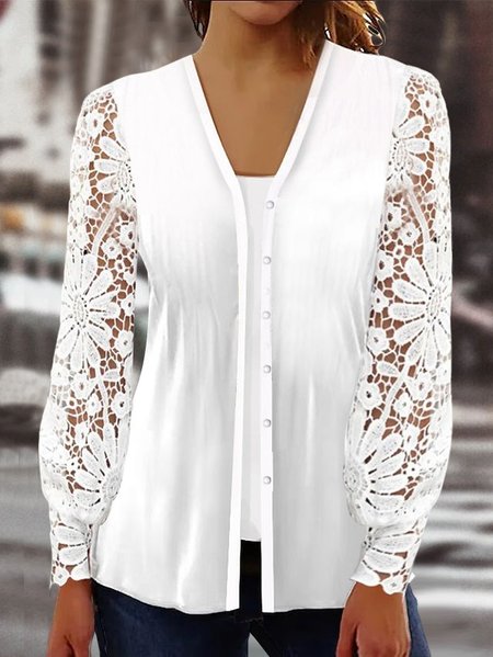 Plain Split Joint Casual Two-Piece Set, White, Suit Set