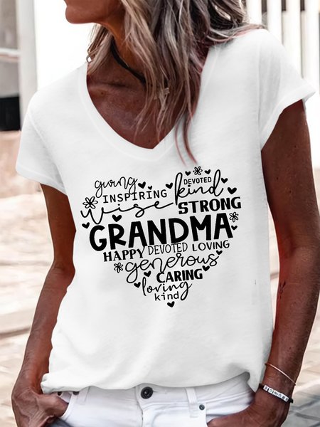 

Women's Casual Grandma Heart T-Shirt, White, T-shirts