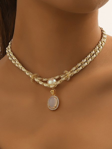 

Elegant Opal Moonstone Pearl Layered Necklace Party Wedding Jewelry For Women, As picture, Necklaces