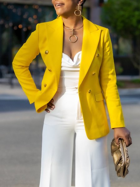 

Regular Fit Urban Lapel Collar Blazer, Yellow, Blazers