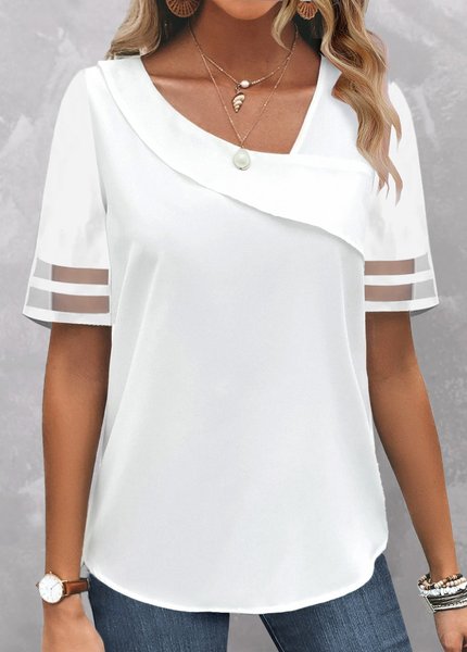 

Cotton Asymmetrical Plain Casual Shirt, White, Shirts & Blouses