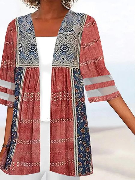 

Ethnic Split Joint Casual Two-Piece Set, Red, Suit Set