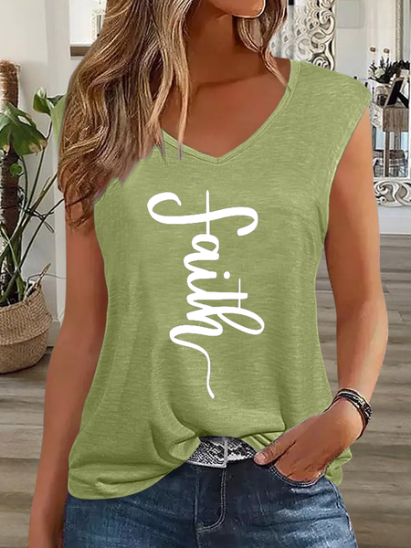 

Women's Faith Cross Regular Fit Simple Tank Top, Green, Tank Tops