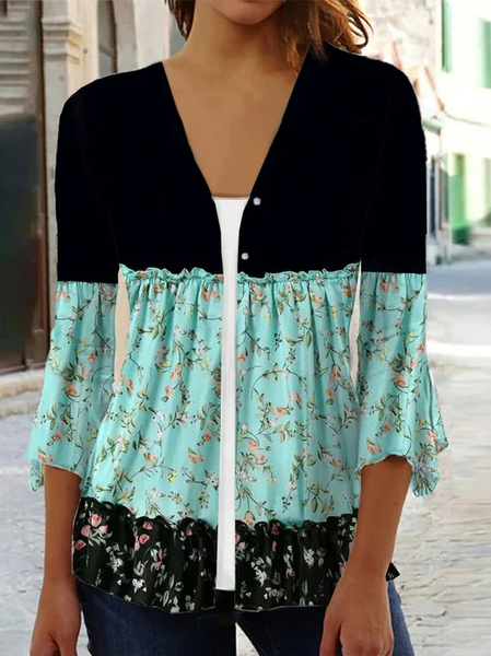

Floral Casual Loose Kimono, Black, Cardigans