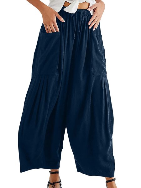 

Women's Breathable Comfortable Cotton Linen Loose Pants, Navyblue, Pants
