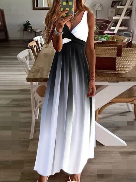 

Regular Fit Color Block Elegant Dress, Black-white, Dresses
