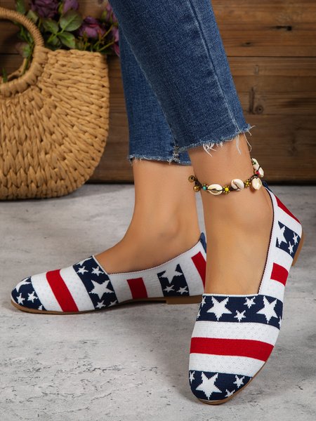 

Independence Day Flag Breathable Mesh Fabric Slip On Shoes, As picture, Flats