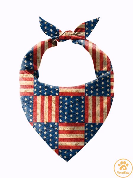 

America Flag Matching Dog Print Bib, Deep blue, Pet Bandanas