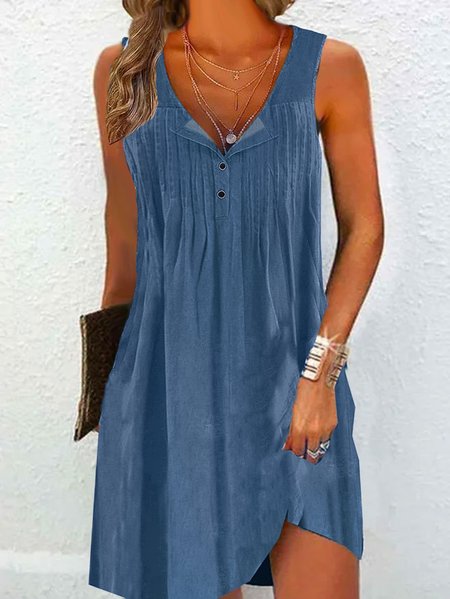 

Plain Washing Process Casual Dress With No, Blue, Dresses