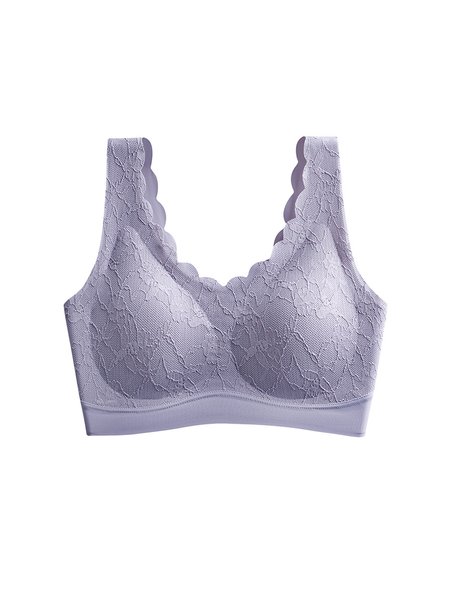 

Women's Breathable Comfortable Lace Daily Sports Leisure Sleeping Seamless Bra & Bralette, Gray, Crop Bras