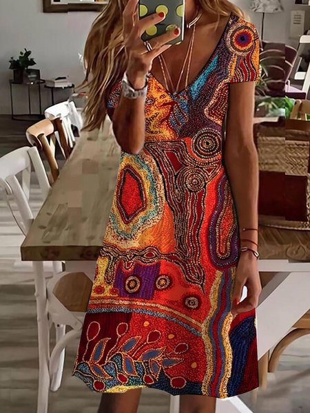 

Knitted Casual Ethnic Dress, Red, Dresses